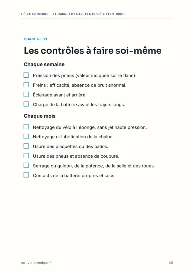 Aperçu de la page 5 de l'ebook Le carnet d'entretien du vélo électrique