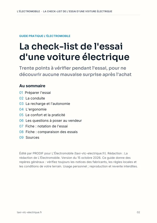 Aperçu de la page 2 de l'ebook La check-list de l'essai d'une voiture électrique